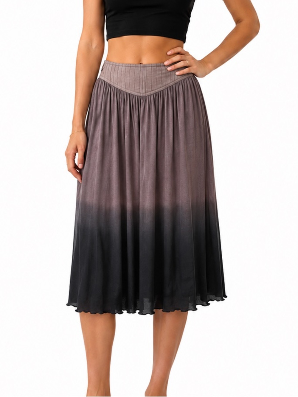 Wilfred Ombre Midi Skirt in Taupe and Black Sz XXS Renfaire Peasant Romantic